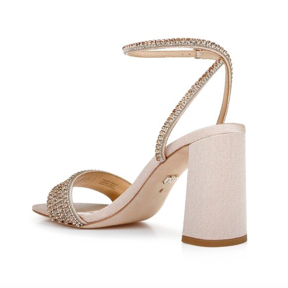 New! Badgley Mishka Becca Strappy‎ Block Heel Rhinestone - Picture 2 of 8